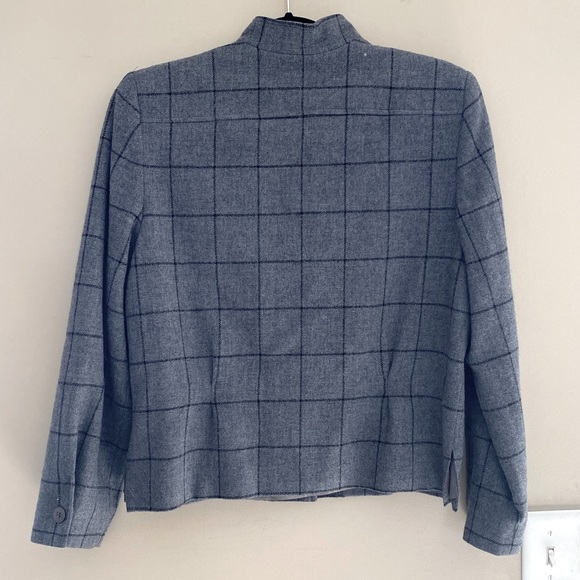 Vintage Pendleton Petite Wool Grey Black Plaid Button Down Jacket Size 12 - Picture 8 of 13